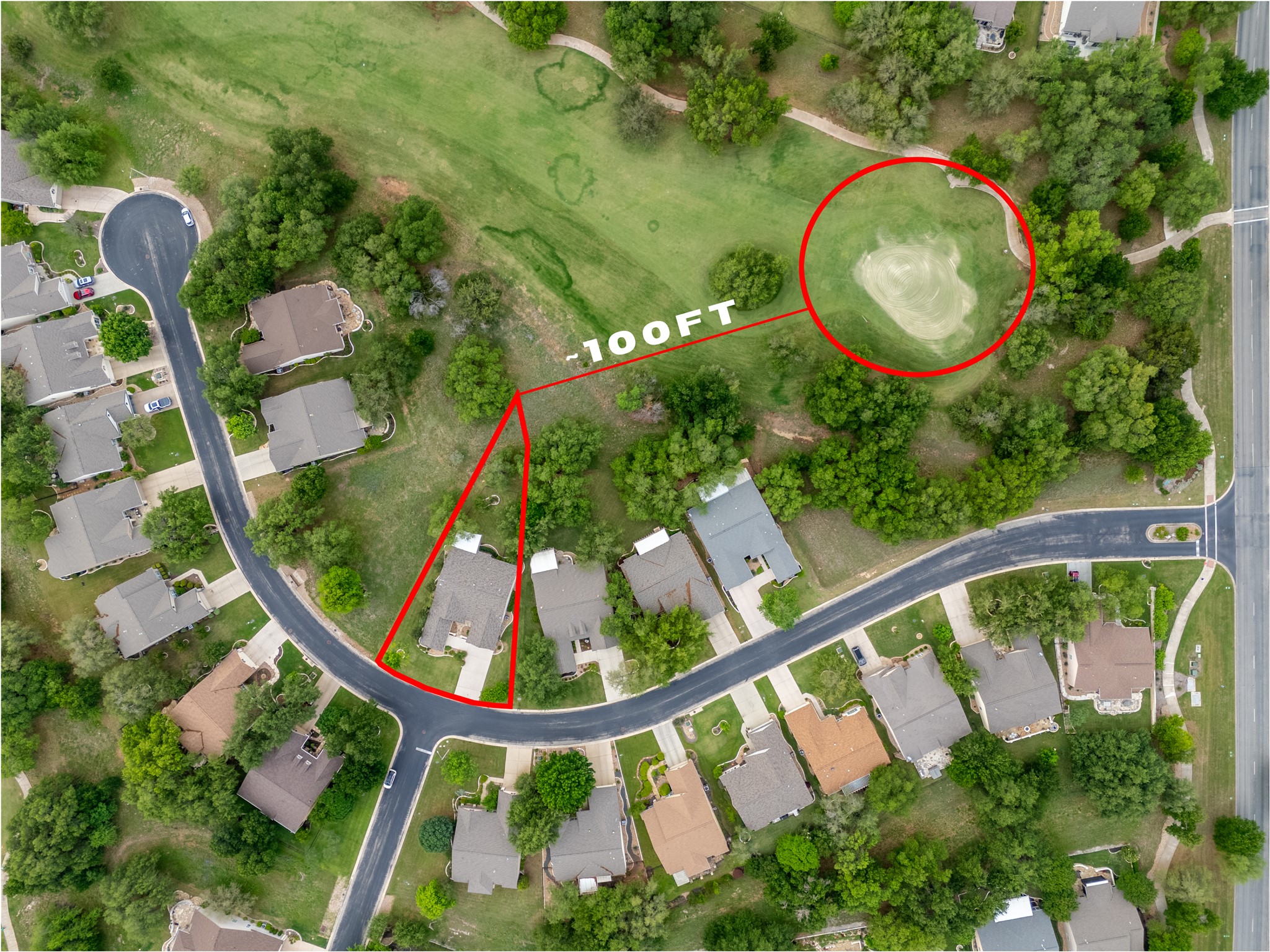 214 Summit Street Georgetown, TX 78633 - Photo 35 of 38 Aerial view showcasing the property situated within a residential area with surrounding green spaces and trees