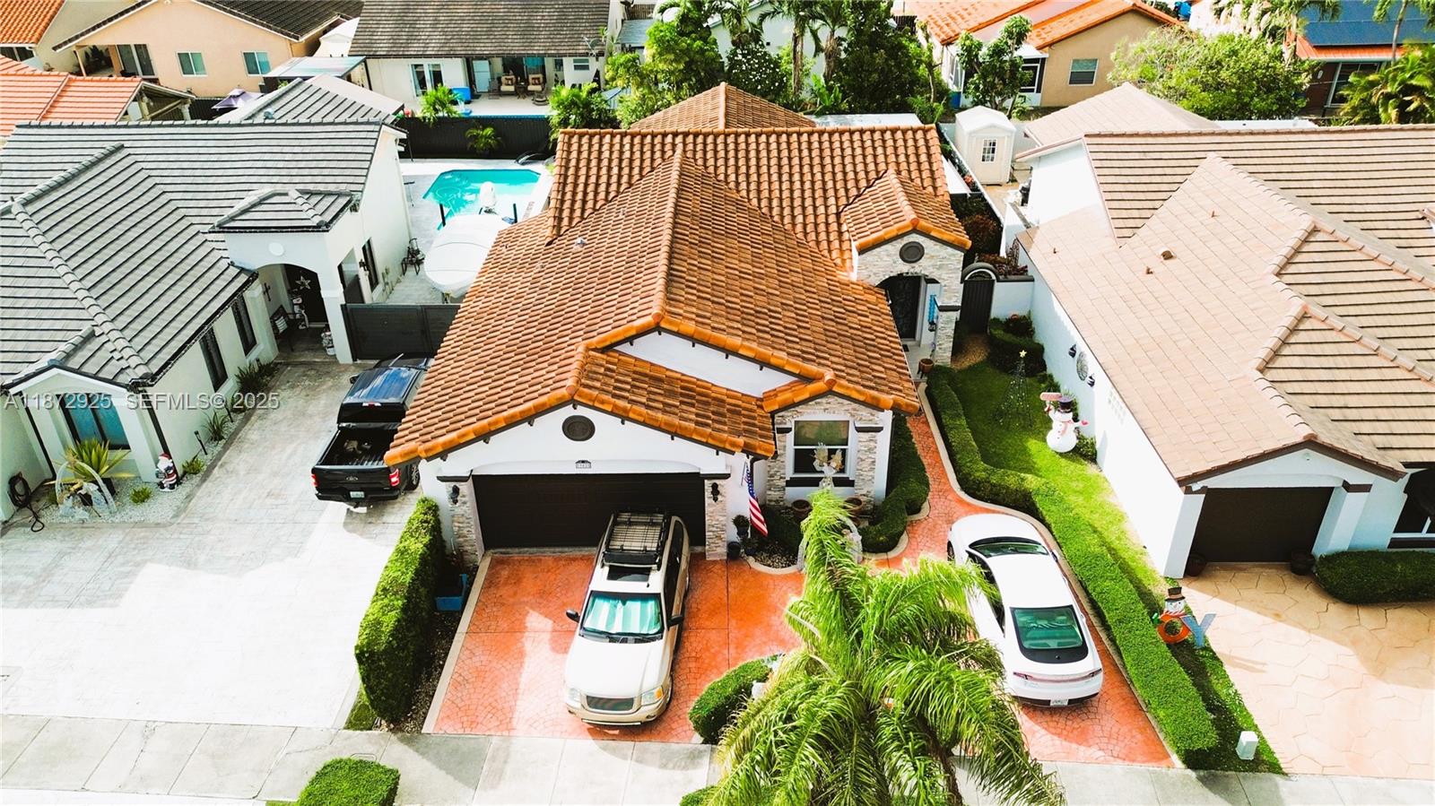 an aerial view of a house