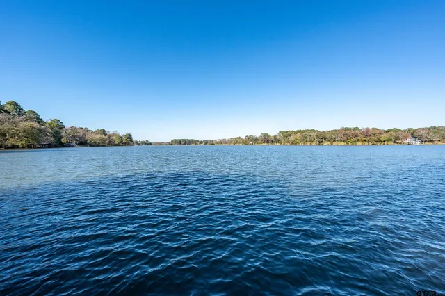 a view of a lake with a house in the background