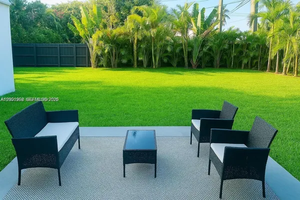 a view of an outdoor sitting space