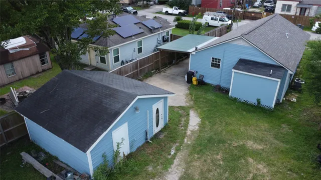 an aerial view of a house
