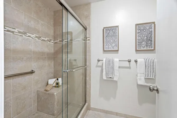 a bathroom with a shower