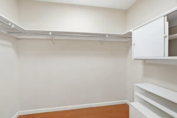 a view of a space with racks on the wall