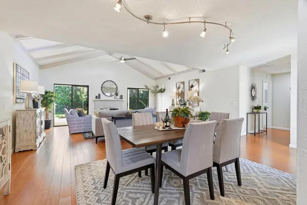 a view of a livingroom and dining room