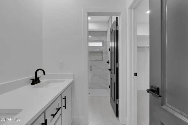 a view of an empty room with empty racks