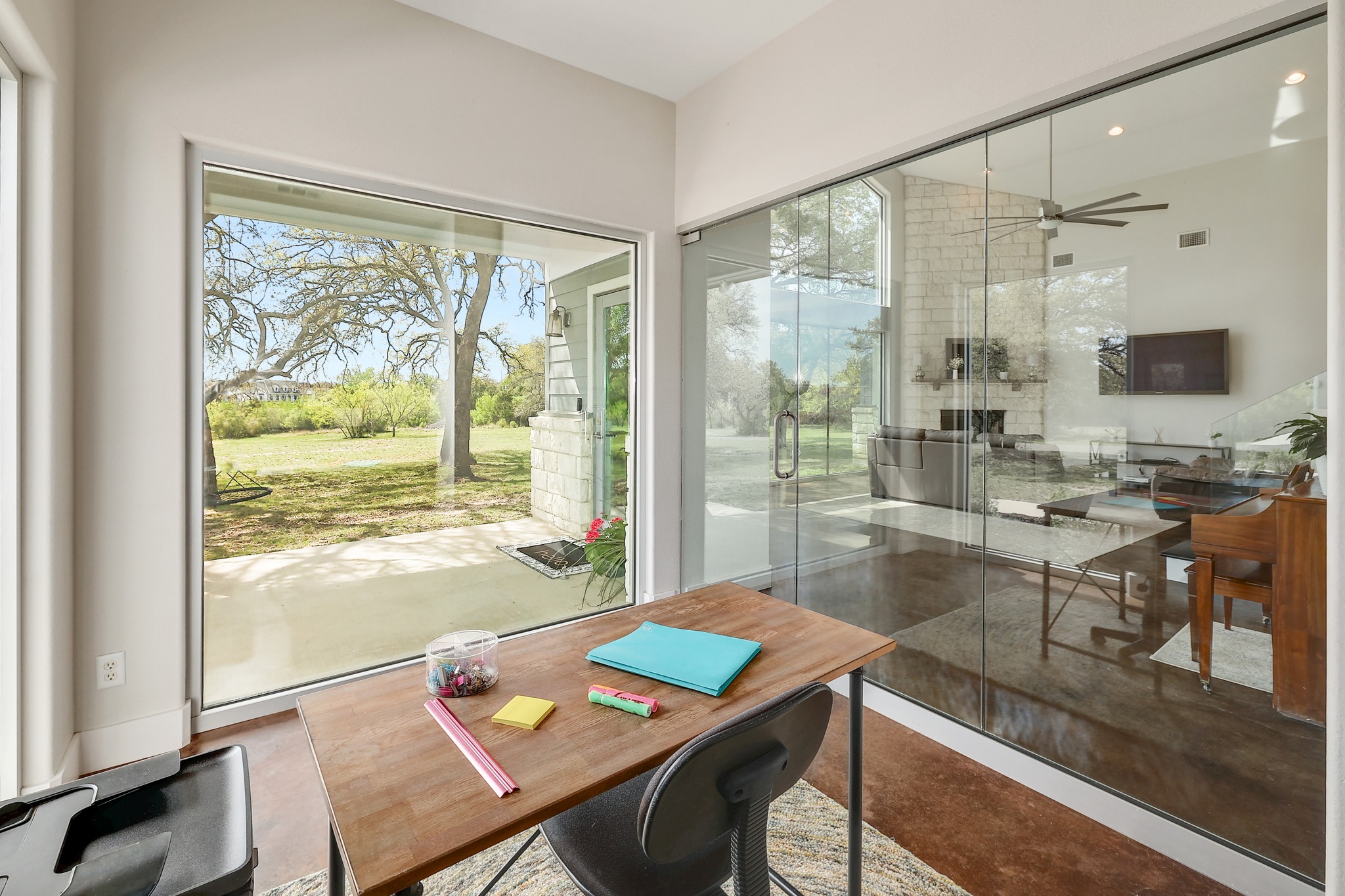 23928 Oscar Road Spicewood, TX 78669 - Photo 20 of 39 a view of a dining room with furniture window and outside view