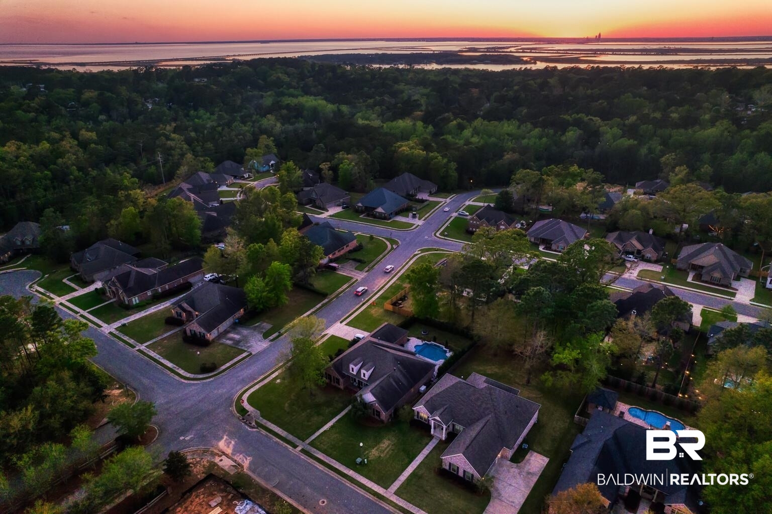 6263 Garrison Drive Daphne, AL 36527 - Photo 5 of 50 Drone of Home at Sunset