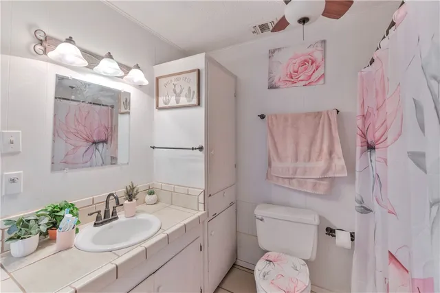 a bathroom with a sink mirror vanity and toilet
