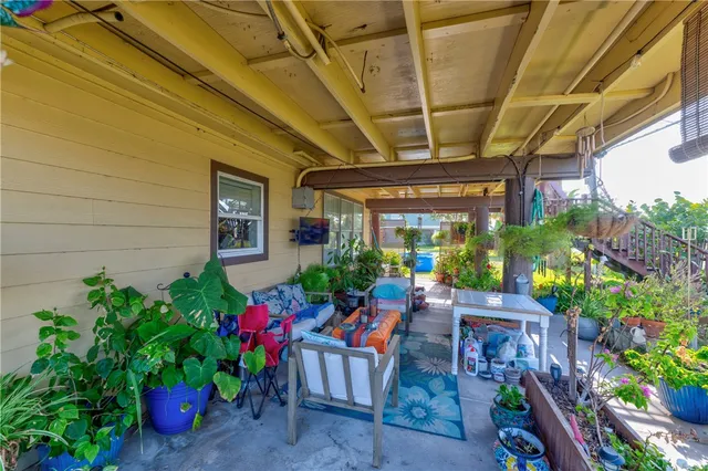 a outdoor space with plants