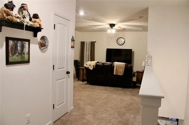 a room with furniture and a potted plant