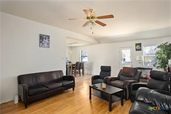 a living room with furniture