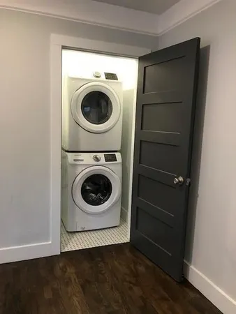 a utility room with dryer and washer