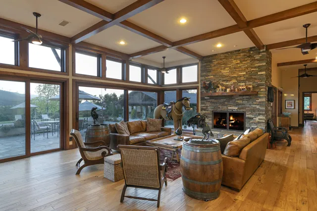 a building view with swimming pool and sitting space