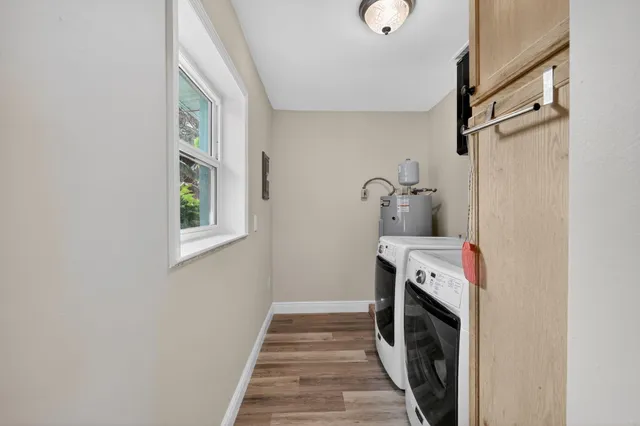 a storage room with washer and dryer