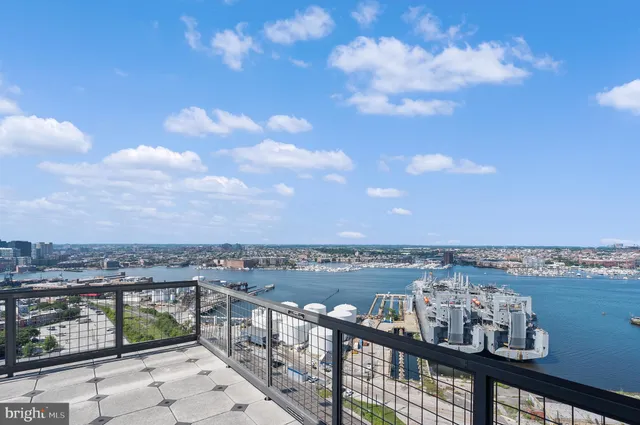 a view of a city skyline from a terrace