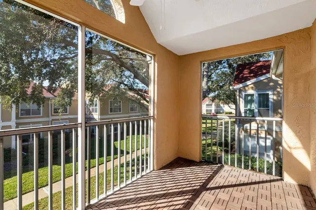 a view of a city from a balcony