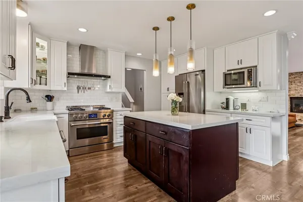 a kitchen with lots of counter top space