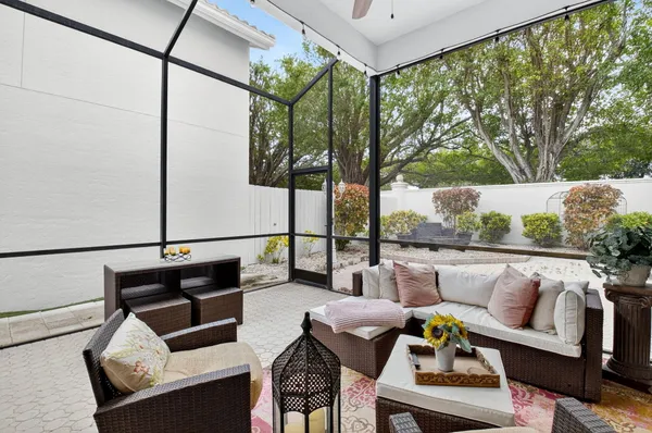 a outdoor living space with furniture