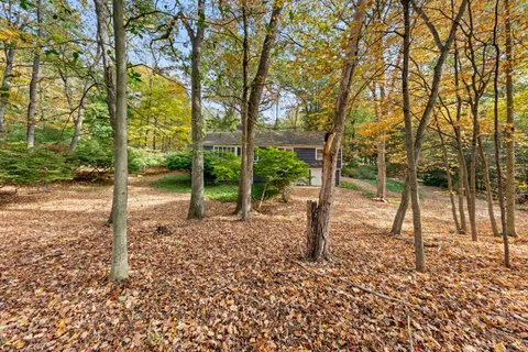 a backyard of a house with lots of green space