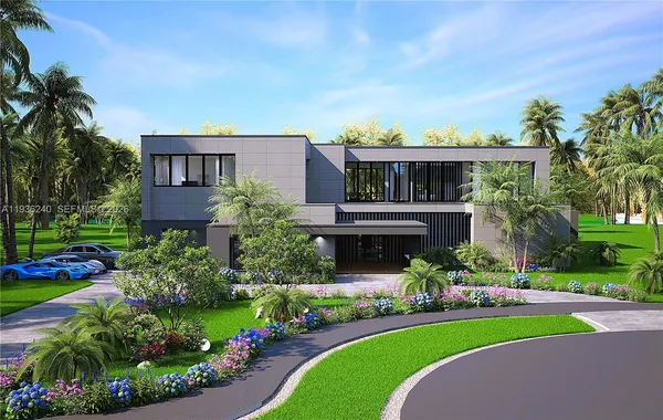 a front view of a house with a garden and plants