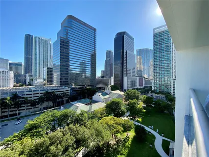 a view of a city with tall buildings