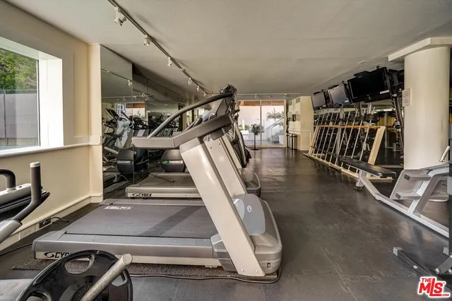 a view of a room with gym equipment