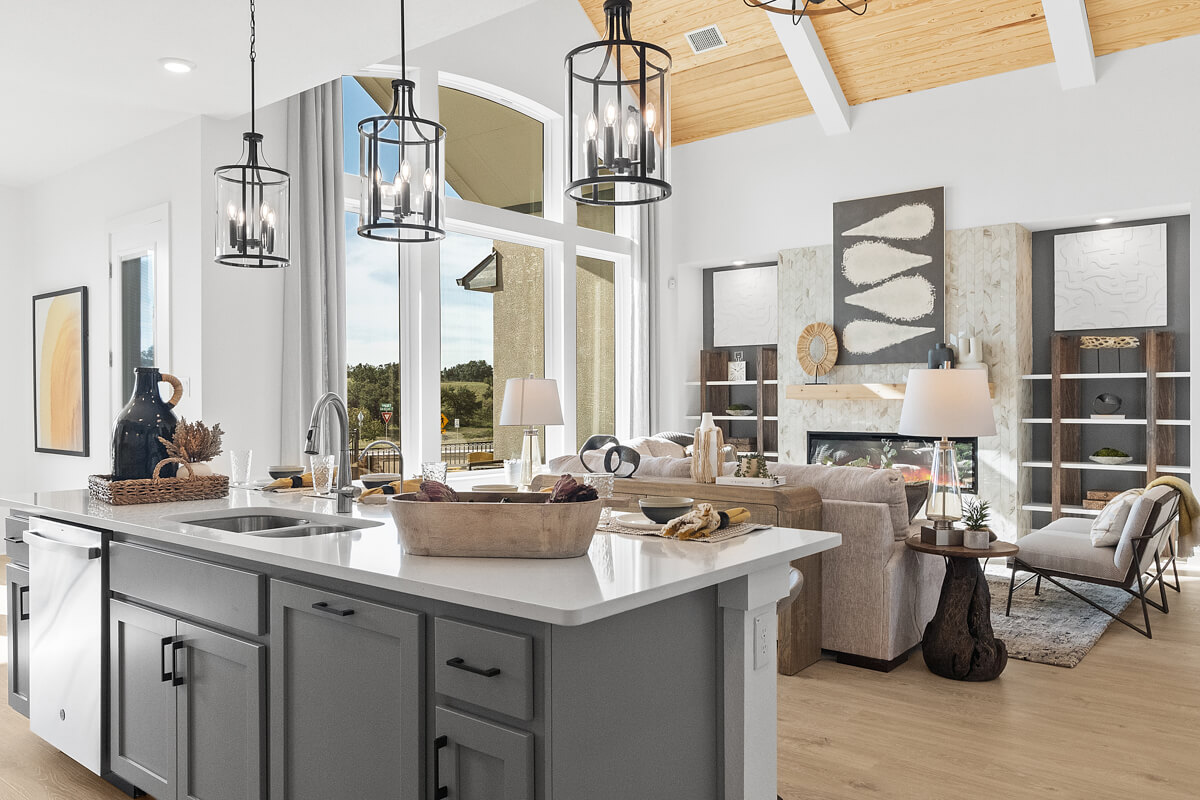 224 San Xavier Street Georgetown, TX 78633 - Photo 12 of 34 a kitchen with stainless steel appliances a sink and a living room view