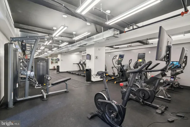 a view of a room with gym equipment
