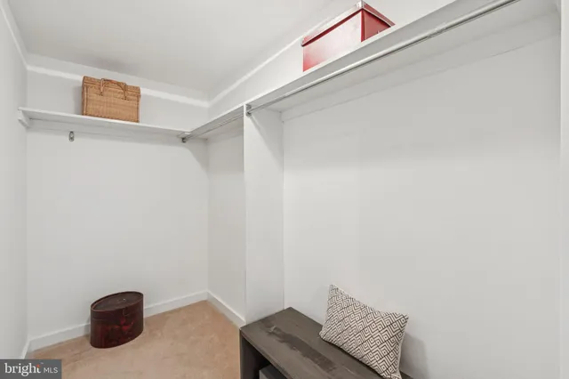 a view of small space with racks on the wall