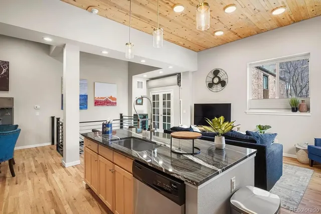 a kitchen with granite countertop lots of counter top space