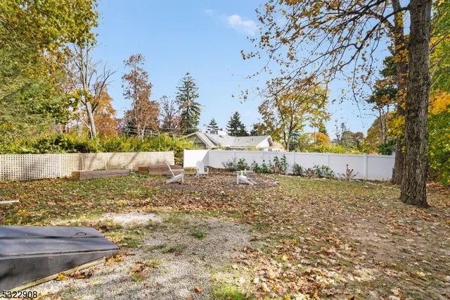 a view of a yard with a tree