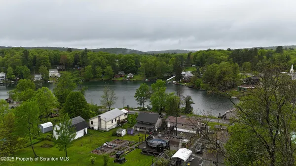 a view of a lake with houses