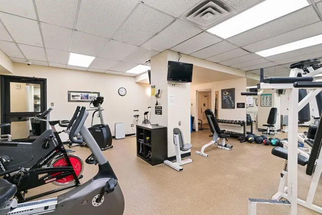 a view of a room with gym equipment