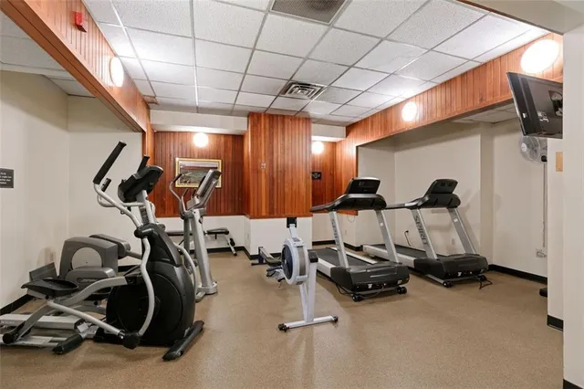 a view of a room with gym equipment