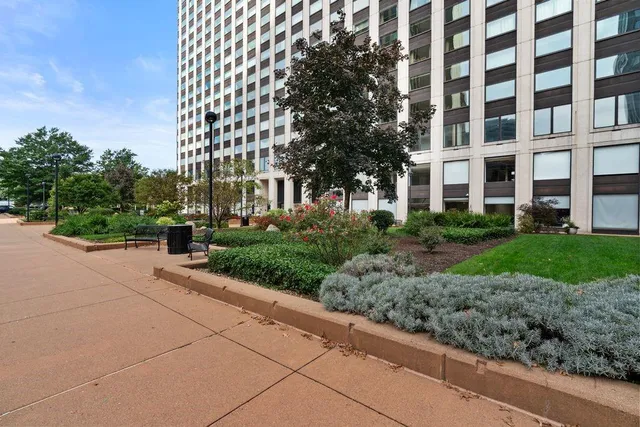 a view of a building with garden