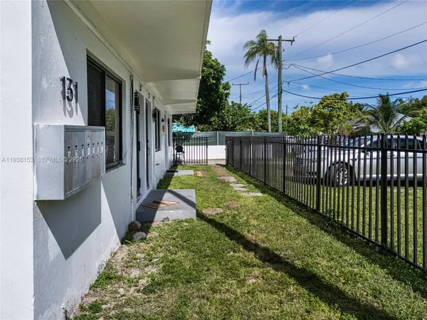 a view of a porch with a yard