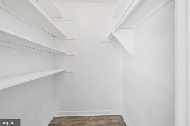 a view of small space with racks on the wall