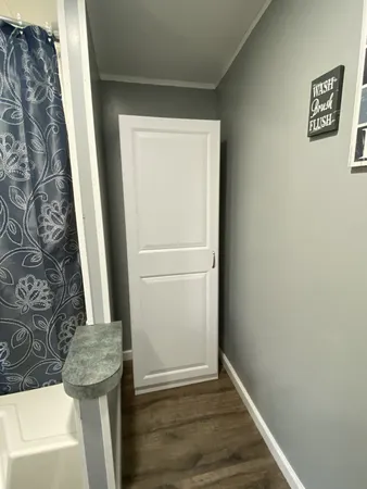 a view of a room with door