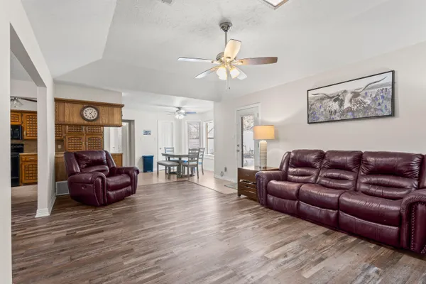 a living room with furniture