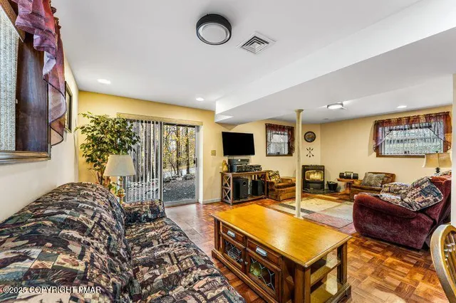 a table and chairs in a room