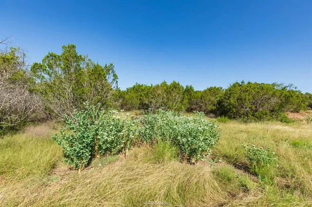 a view of a lake with top of house