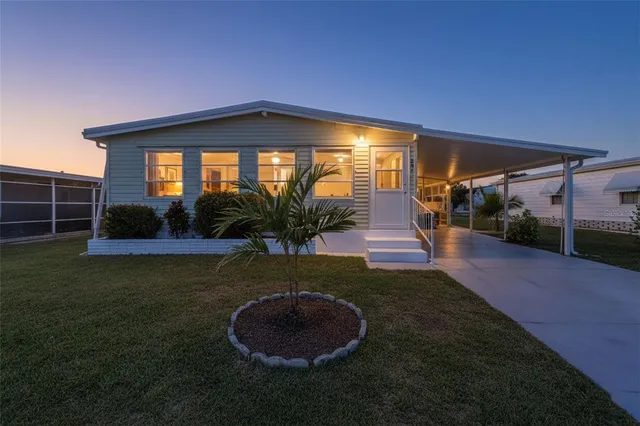 a view of a porch in front of house
