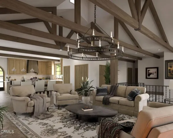 a living room with furniture