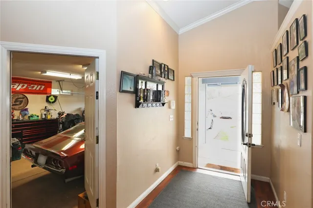 a view of a hallway with interior of the living room