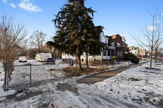 a view of a park with trees