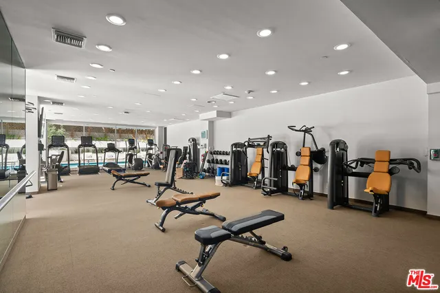 a view of a room with gym equipment