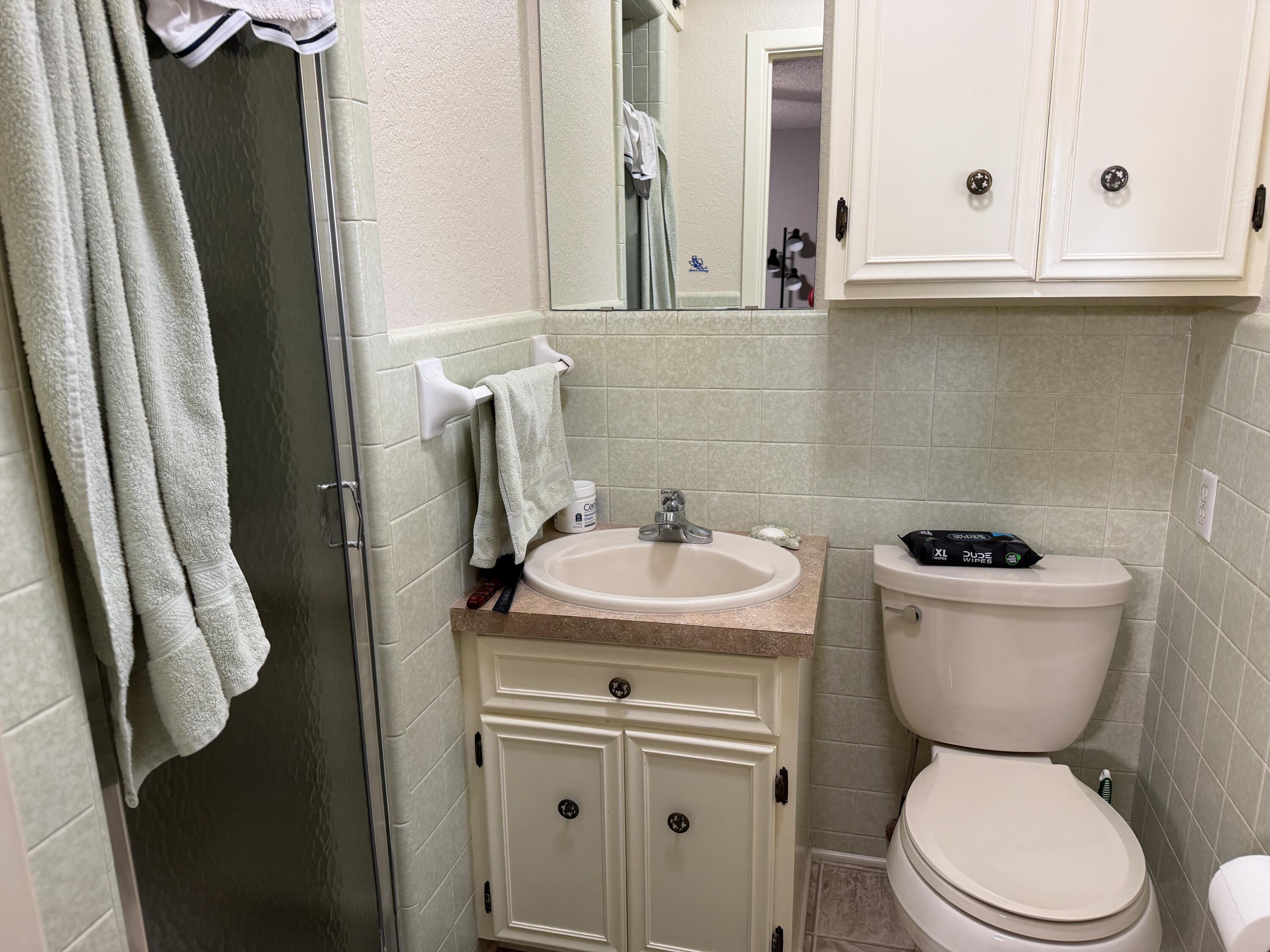 1603 South 8th Street Lamesa, TX 79331 - Photo 15 of 39 a bathroom with a sink a toilet and a mirror