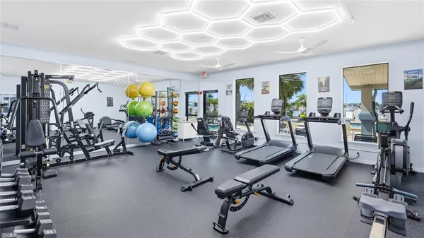 a view of a room with gym equipment