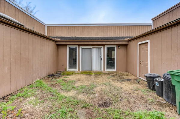 a view of an entrance of the building