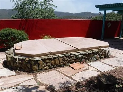 a view of a balcony with an outdoor space